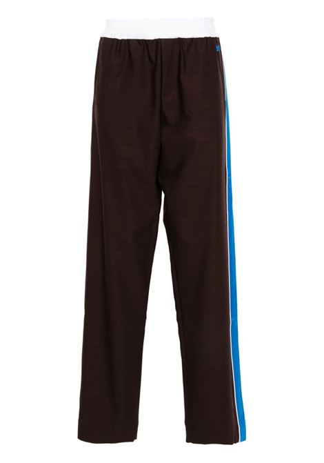 Brown and blue stripe-detail straight-leg trousers - men WALES BONNER | MS24TR01WO06899